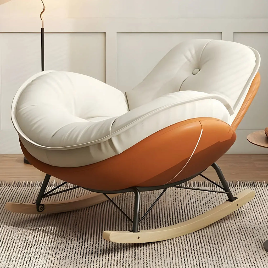 Fauteuil à bascule moderne en flanelle avec repose-pieds