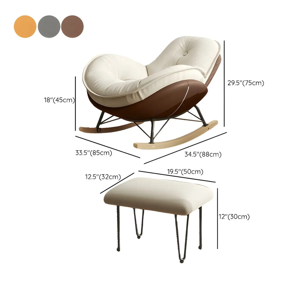 Fauteuil à bascule moderne en flanelle avec repose-pieds