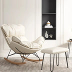 Fauteuil à bascule à oreilles en similicuir avec coussins amovibles
