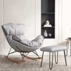 Fauteuil à bascule à oreilles en similicuir avec coussins amovibles