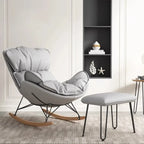 Fauteuil à bascule à oreilles en similicuir avec coussins amovibles