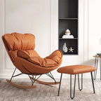 Fauteuil à bascule à oreilles en similicuir avec coussins amovibles