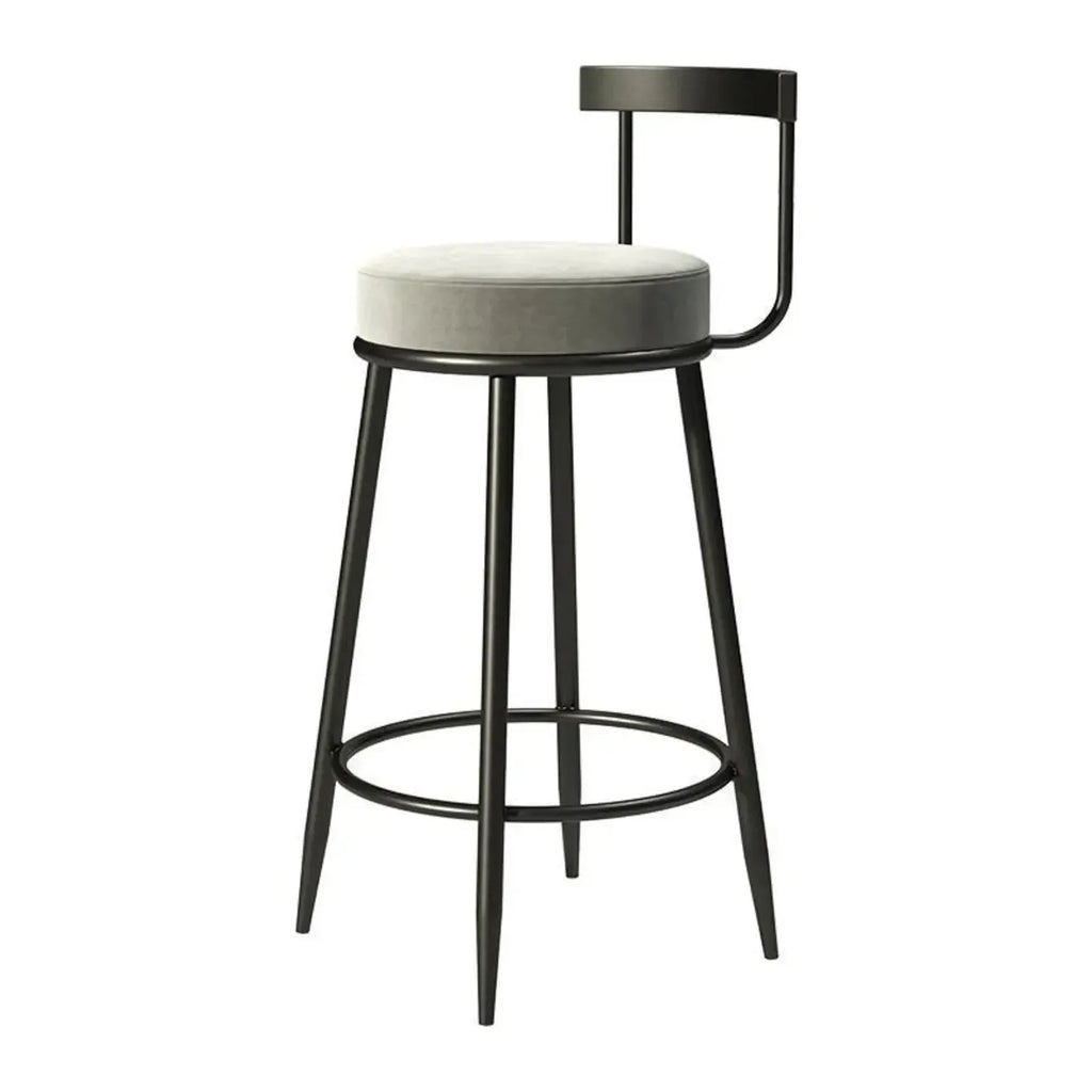 Tabourets de bar glamour en métal rembourré avec dossier bas ouvert pour la cuisine