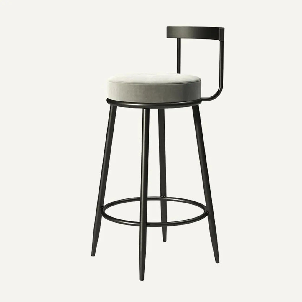 Tabourets de bar glamour en métal rembourré avec dossier bas ouvert pour la cuisine