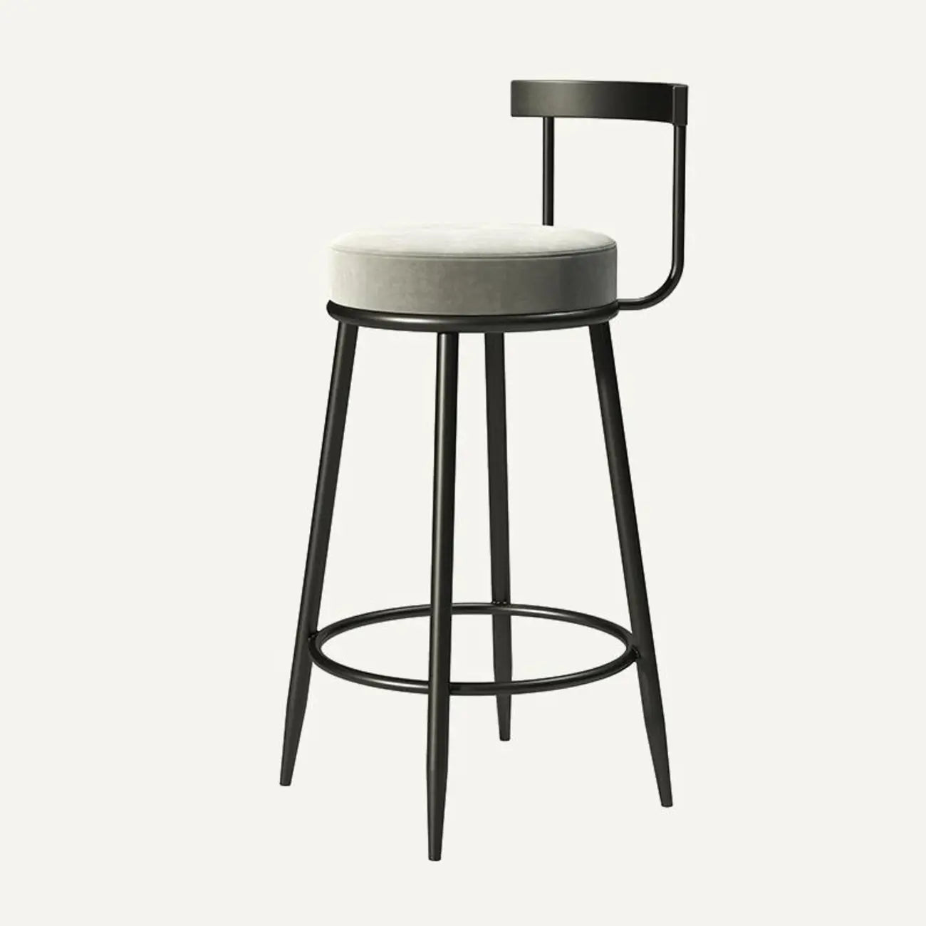 Tabourets de bar glamour en métal rembourré avec dossier bas ouvert pour la cuisine