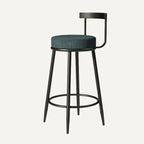 Tabourets de bar glamour en métal rembourré avec dossier bas ouvert pour la cuisine