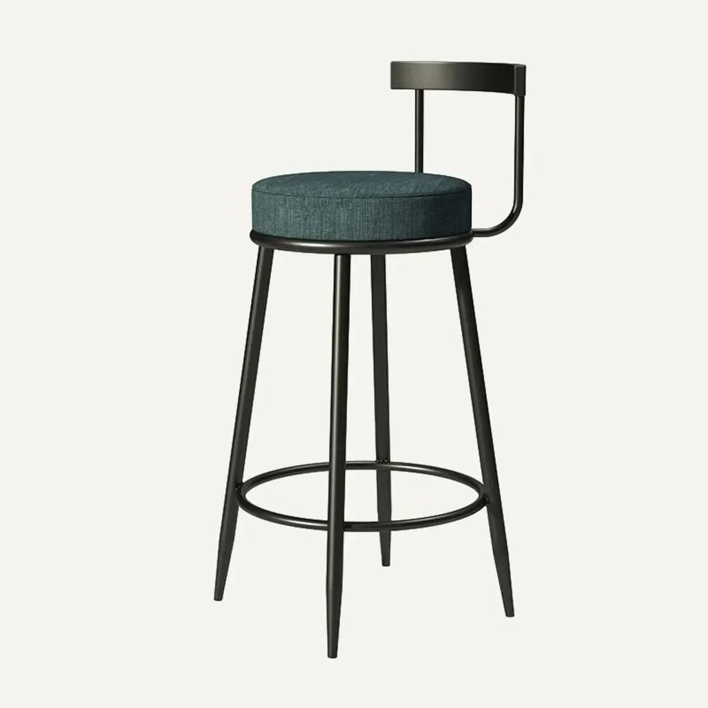 Tabourets de bar glamour en métal rembourré avec dossier bas ouvert pour la cuisine