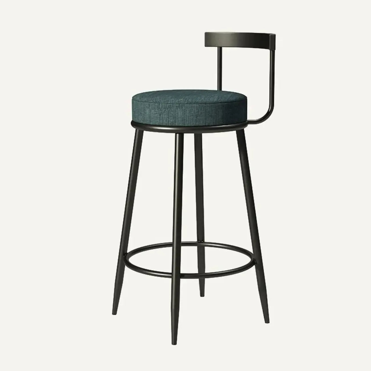 Tabourets de bar glamour en métal rembourré avec dossier bas ouvert pour la cuisine