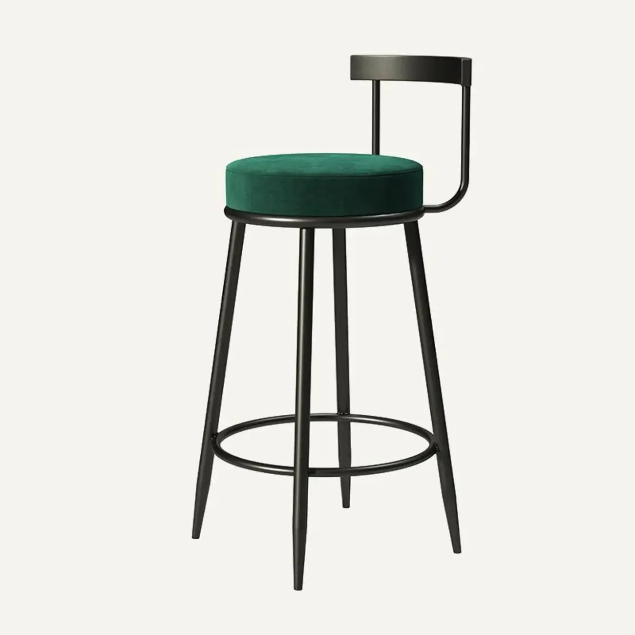 Tabourets de bar glamour en métal rembourré avec dossier bas ouvert pour la cuisine
