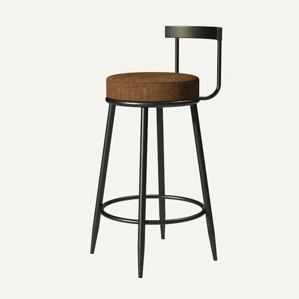 Tabourets de bar glamour en métal rembourré avec dossier bas ouvert pour la cuisine