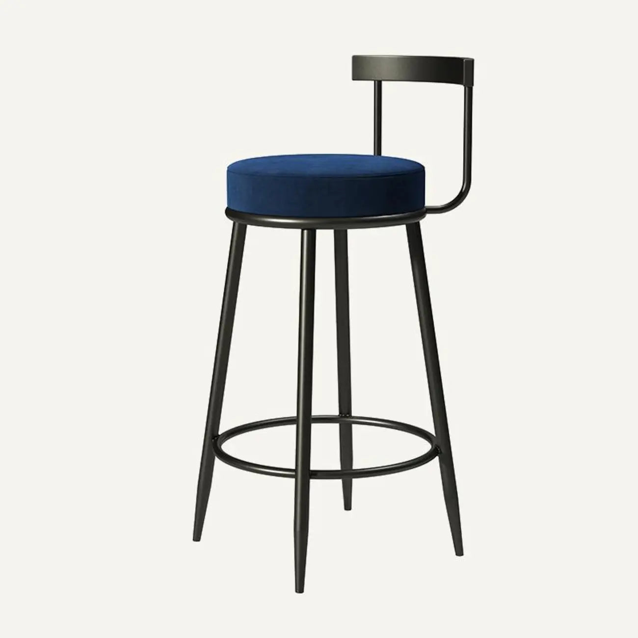 Tabourets de bar glamour en métal rembourré avec dossier bas ouvert pour la cuisine