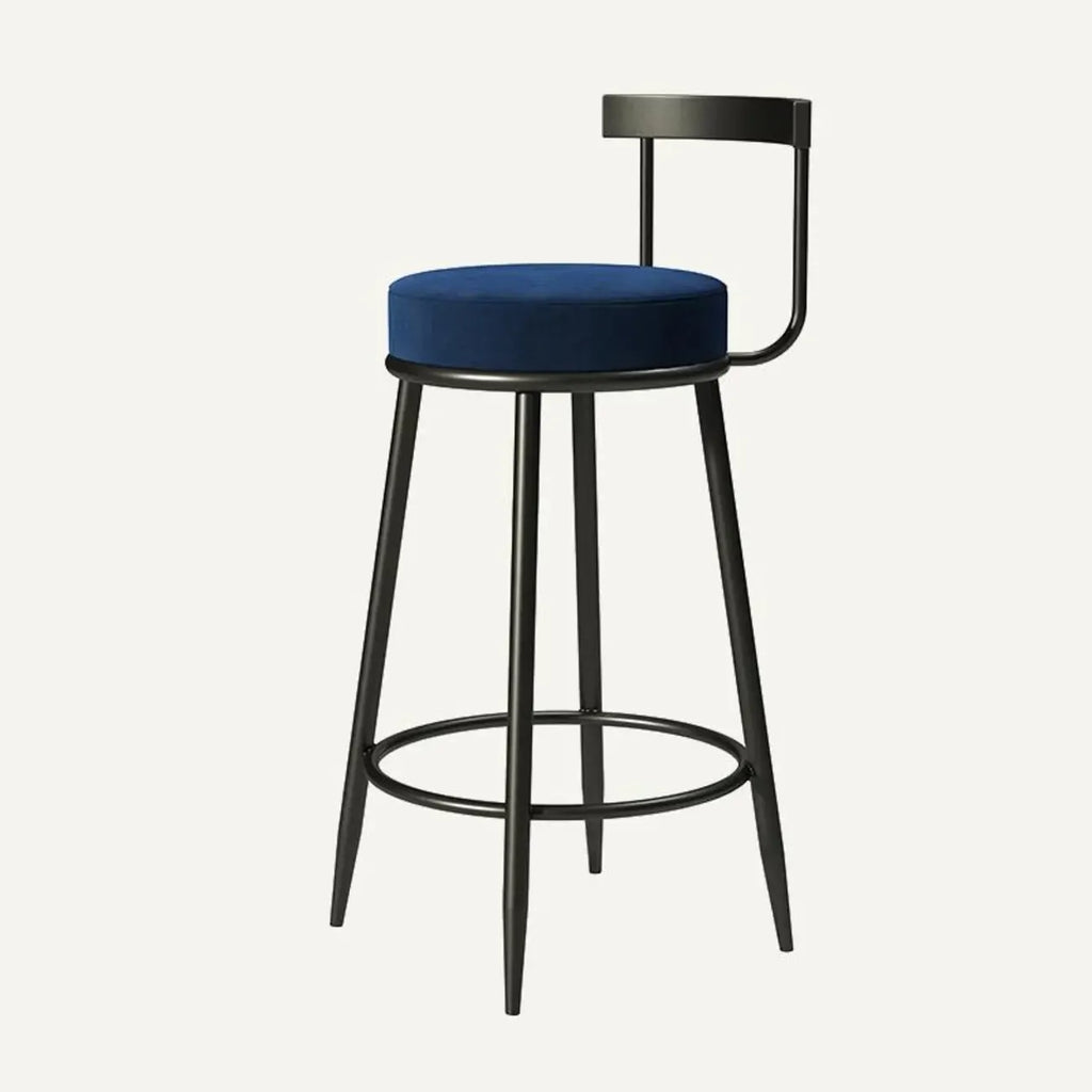 Tabourets de bar glamour en métal rembourré avec dossier bas ouvert pour la cuisine