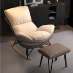 Fauteuil à bascule à oreilles en similicuir avec coussins amovibles