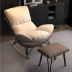 Fauteuil à bascule à oreilles en similicuir avec coussins amovibles