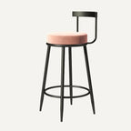 Tabourets de bar glamour en métal rembourré avec dossier bas ouvert pour la cuisine