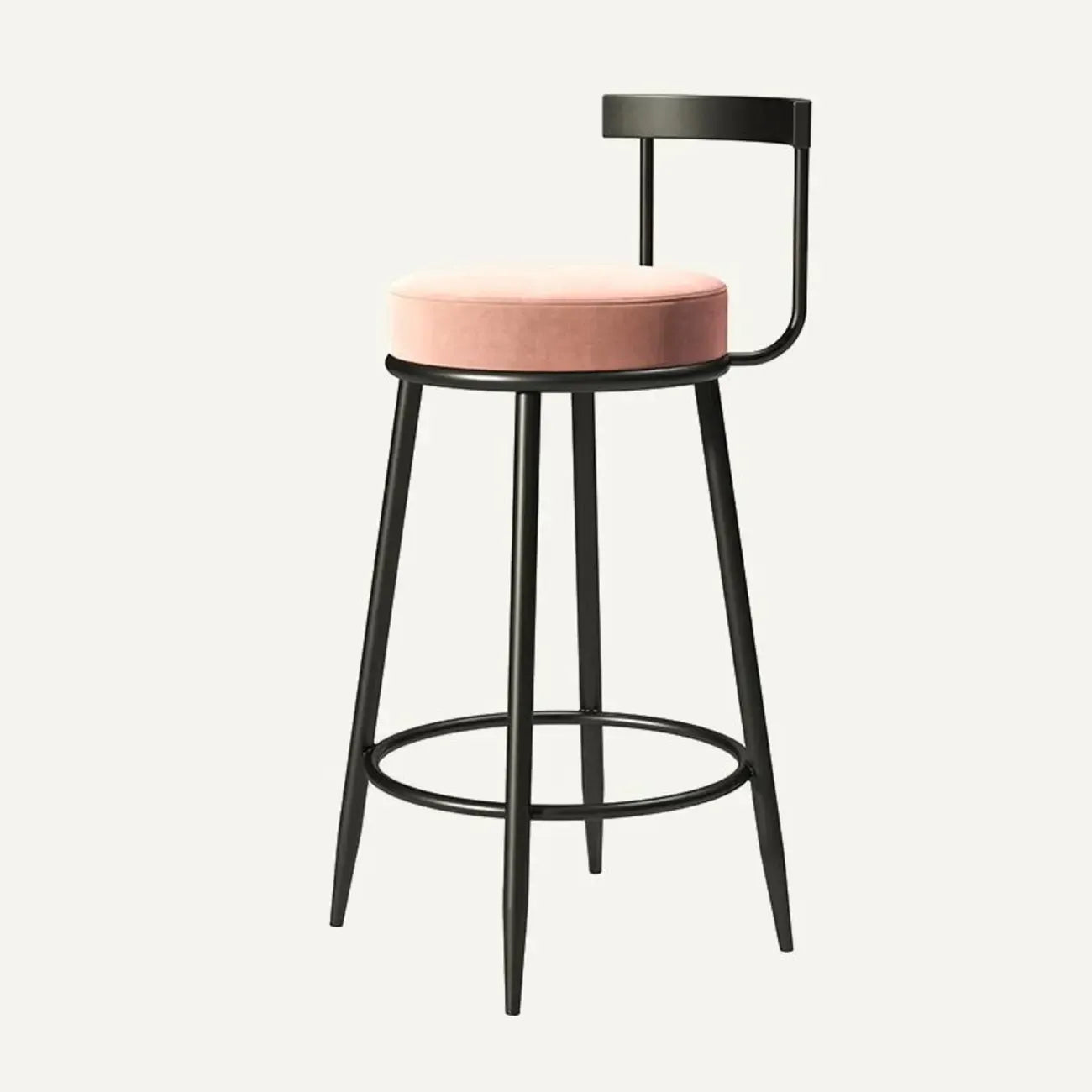 Tabourets de bar glamour en métal rembourré avec dossier bas ouvert pour la cuisine