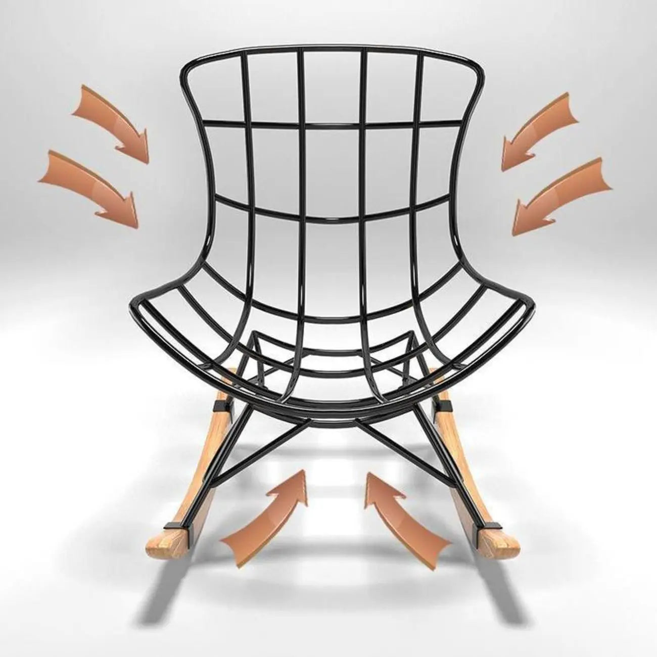 Fauteuil à bascule à oreilles en similicuir avec coussins amovibles