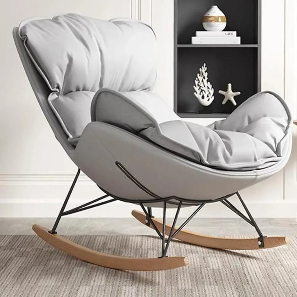 Fauteuil à bascule à oreilles en similicuir avec coussins amovibles