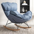 Fauteuil à bascule à oreilles en similicuir avec coussins amovibles