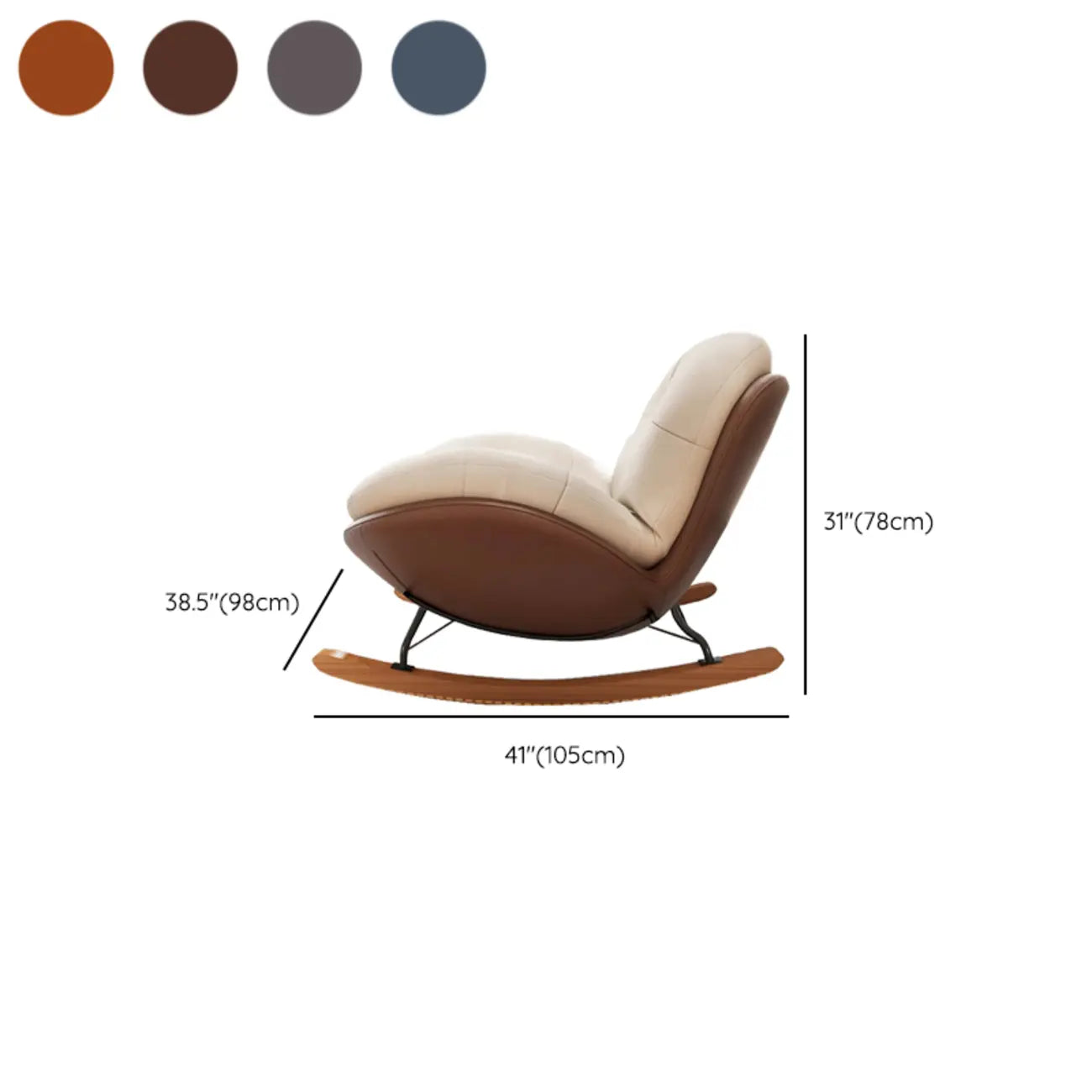 Fauteuil à bascule ergonomique arrondi et rembourré pour salon