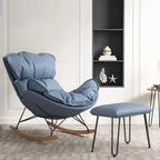 Fauteuil à bascule à oreilles en similicuir avec coussins amovibles