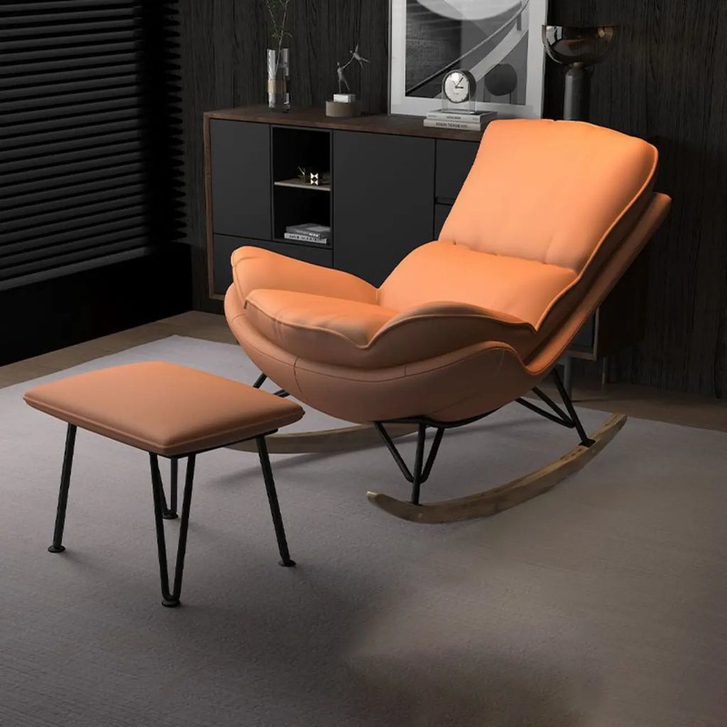 Fauteuil à bascule à oreilles en similicuir avec coussins amovibles