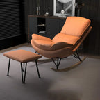 Fauteuil à bascule à oreilles en similicuir avec coussins amovibles