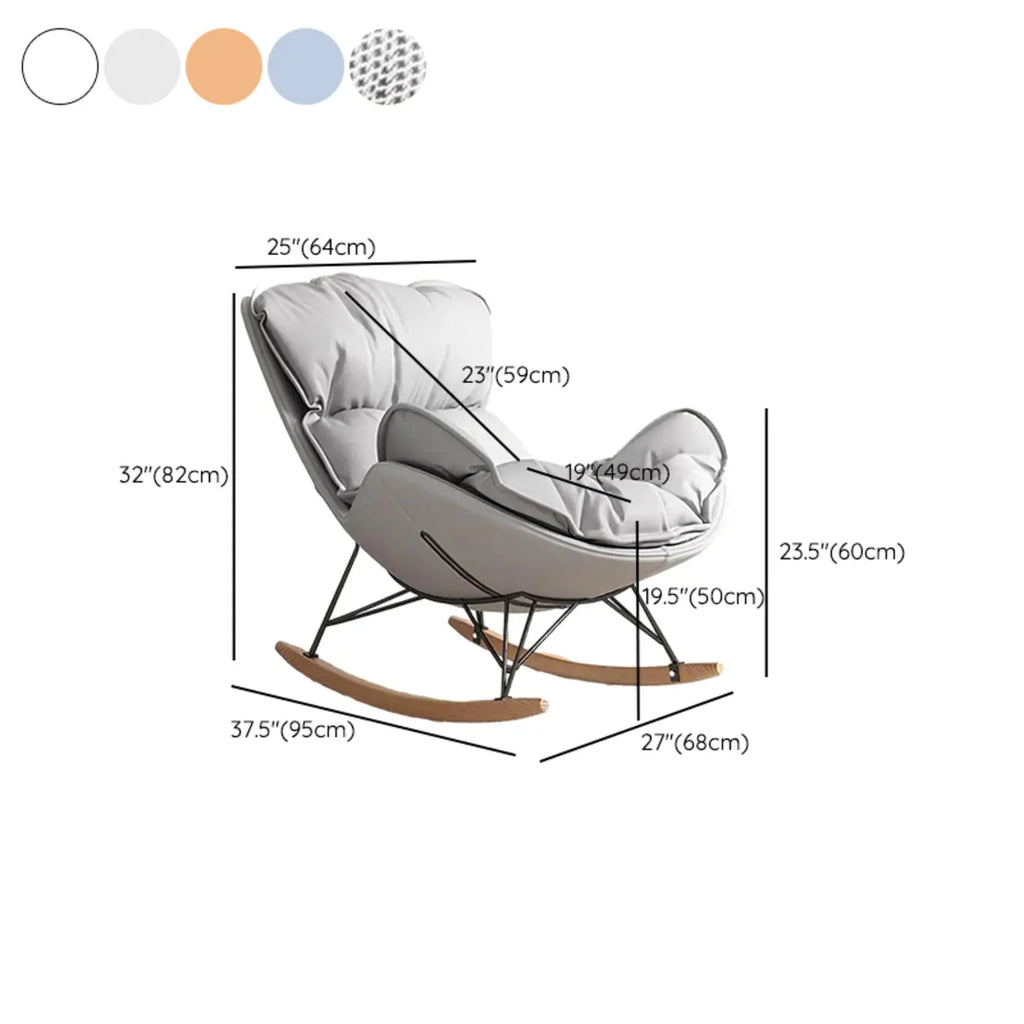 Fauteuil à bascule à oreilles en similicuir avec coussins amovibles