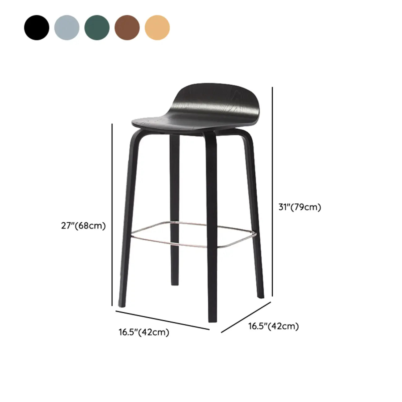 Tabourets de bar minimalistes en bois avec repose-pieds pour la cuisine