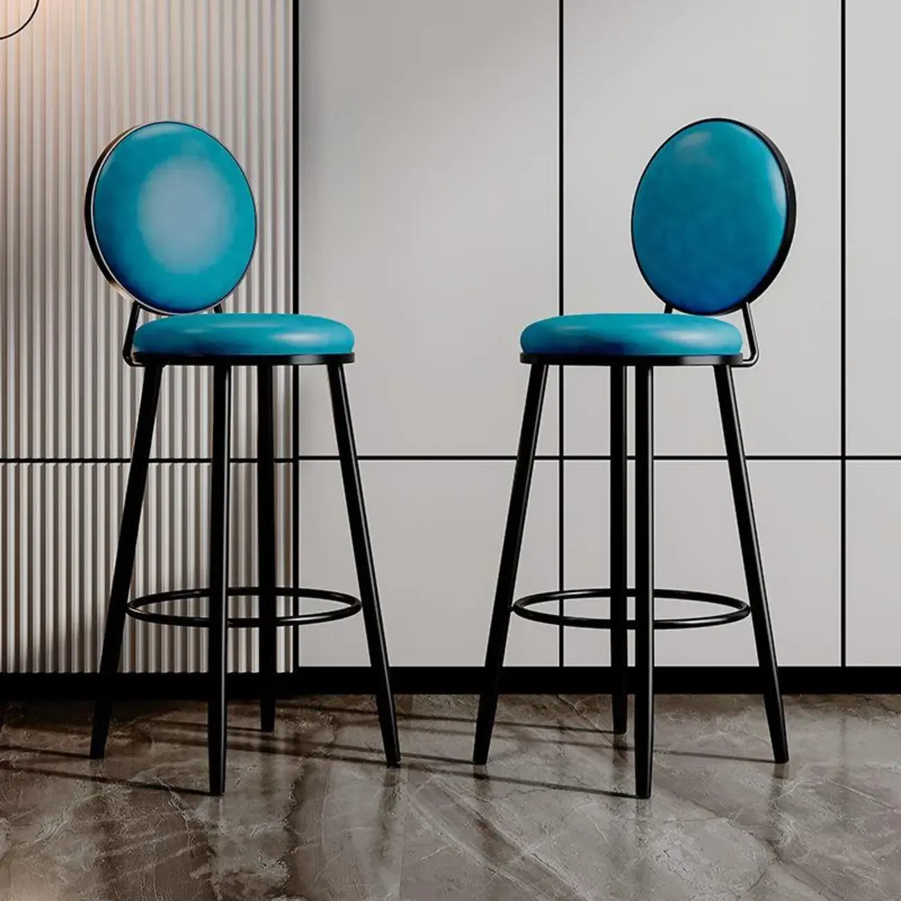 Tabourets de bar ronds modernes en similicuir et structure métallique pour bar à domicile