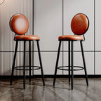 Tabourets de bar ronds modernes en similicuir et structure métallique pour bar à domicile