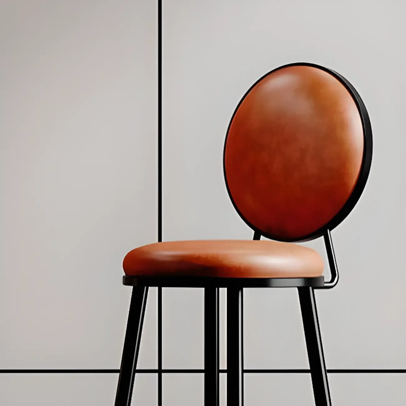 Tabourets de bar ronds modernes en similicuir et structure métallique pour bar à domicile