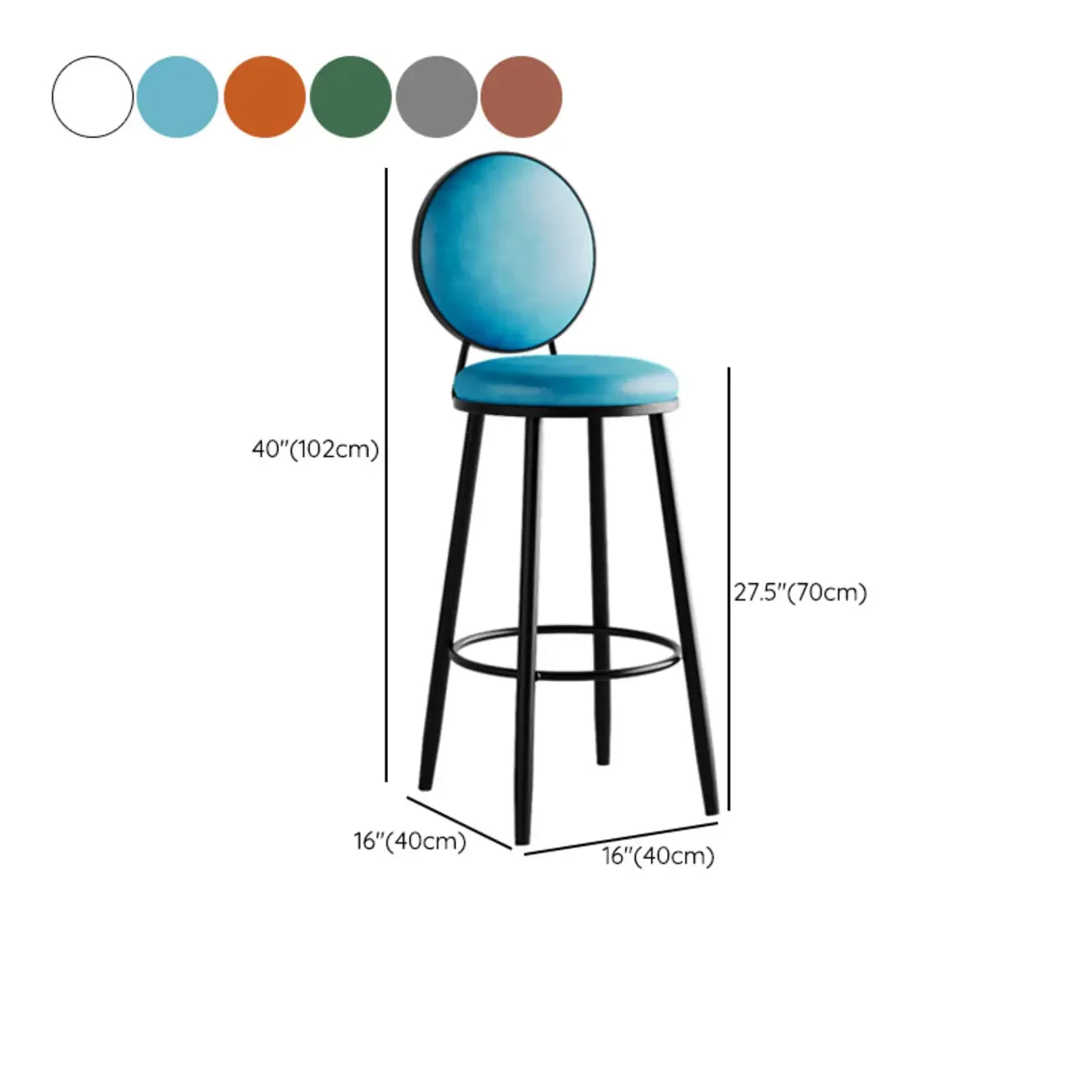 Tabourets de bar ronds modernes en similicuir et structure métallique pour bar à domicile