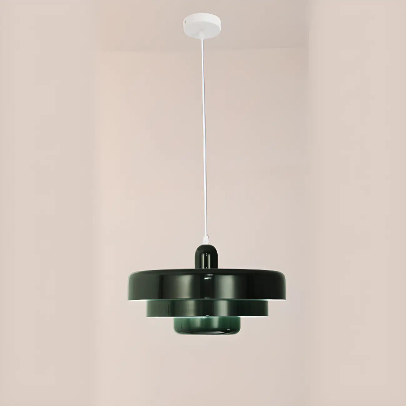 Suspension design en fer blanc à étages pour salon
