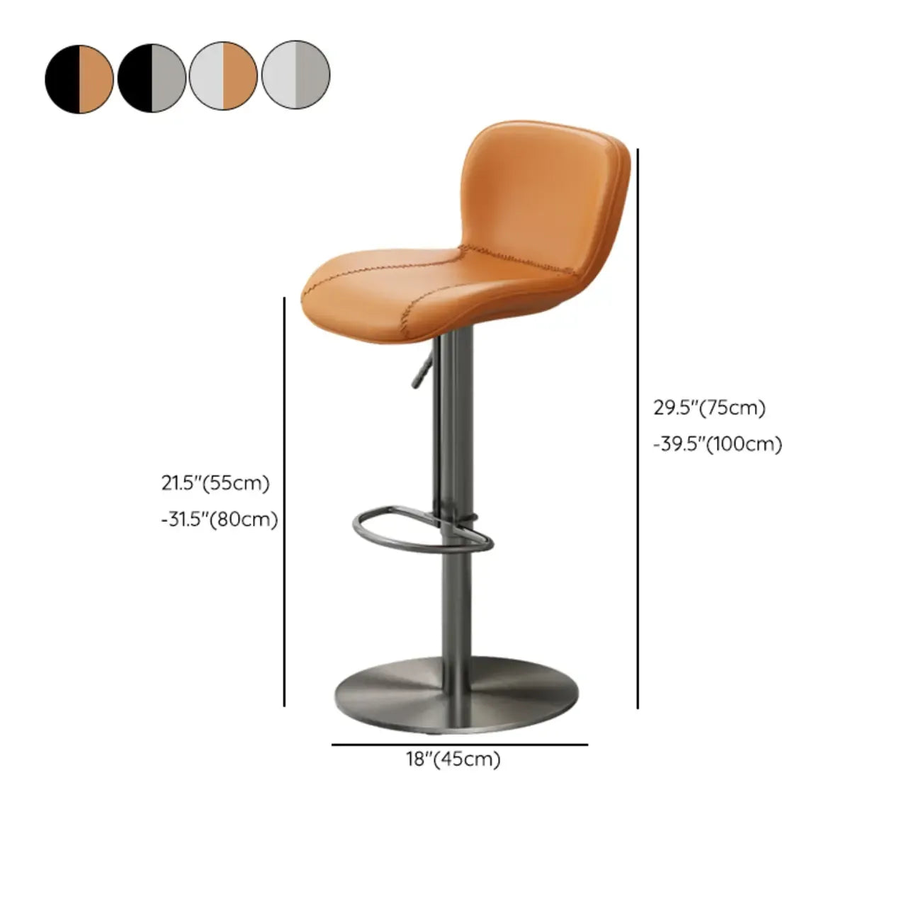 Tabourets de bar modernes réglables en cuir avec repose-pieds pour cuisine