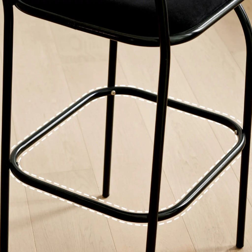 Tabourets de bar minimalistes en cuir avec structure en métal et dossier ajouré