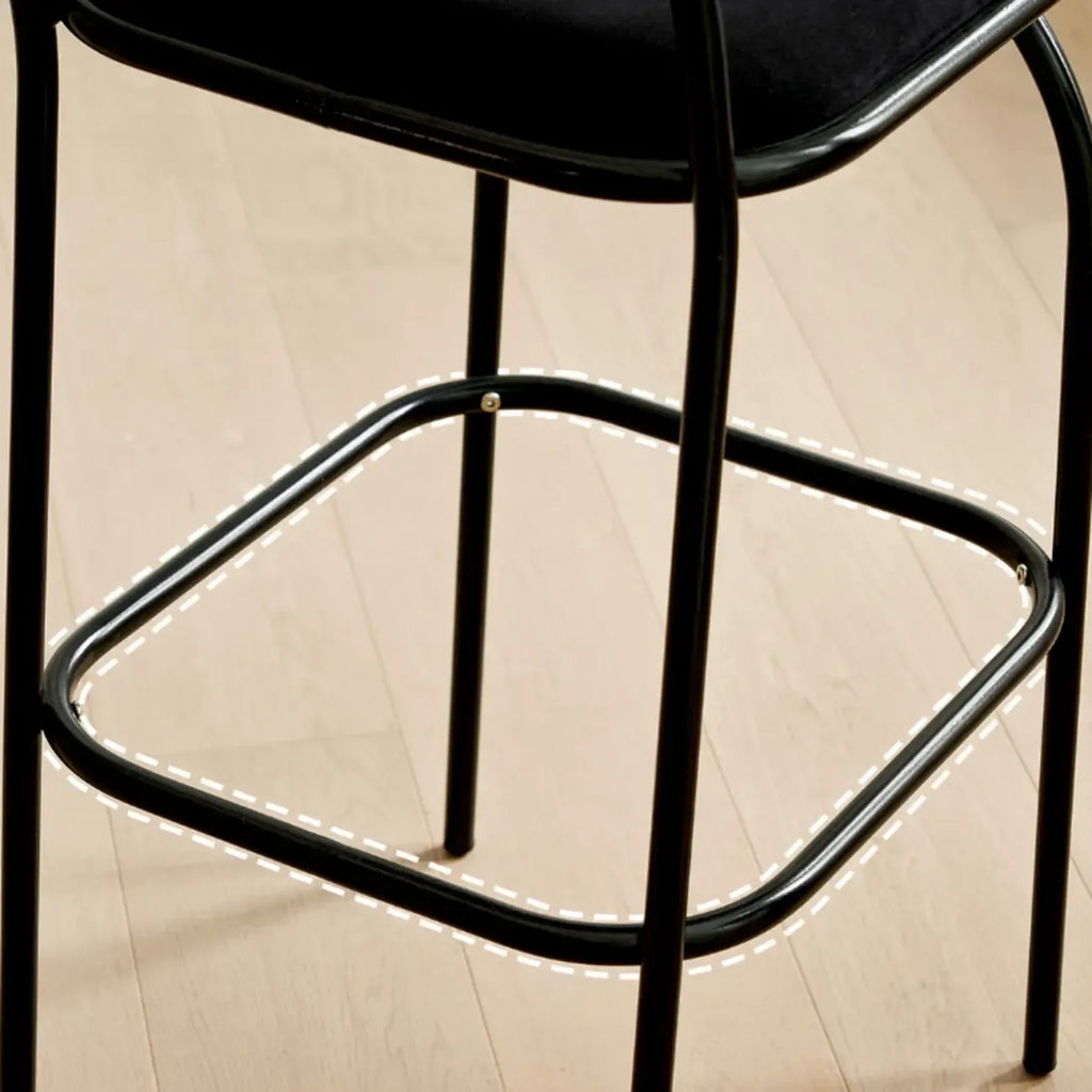 Tabourets de bar minimalistes en cuir avec structure en métal et dossier ajouré