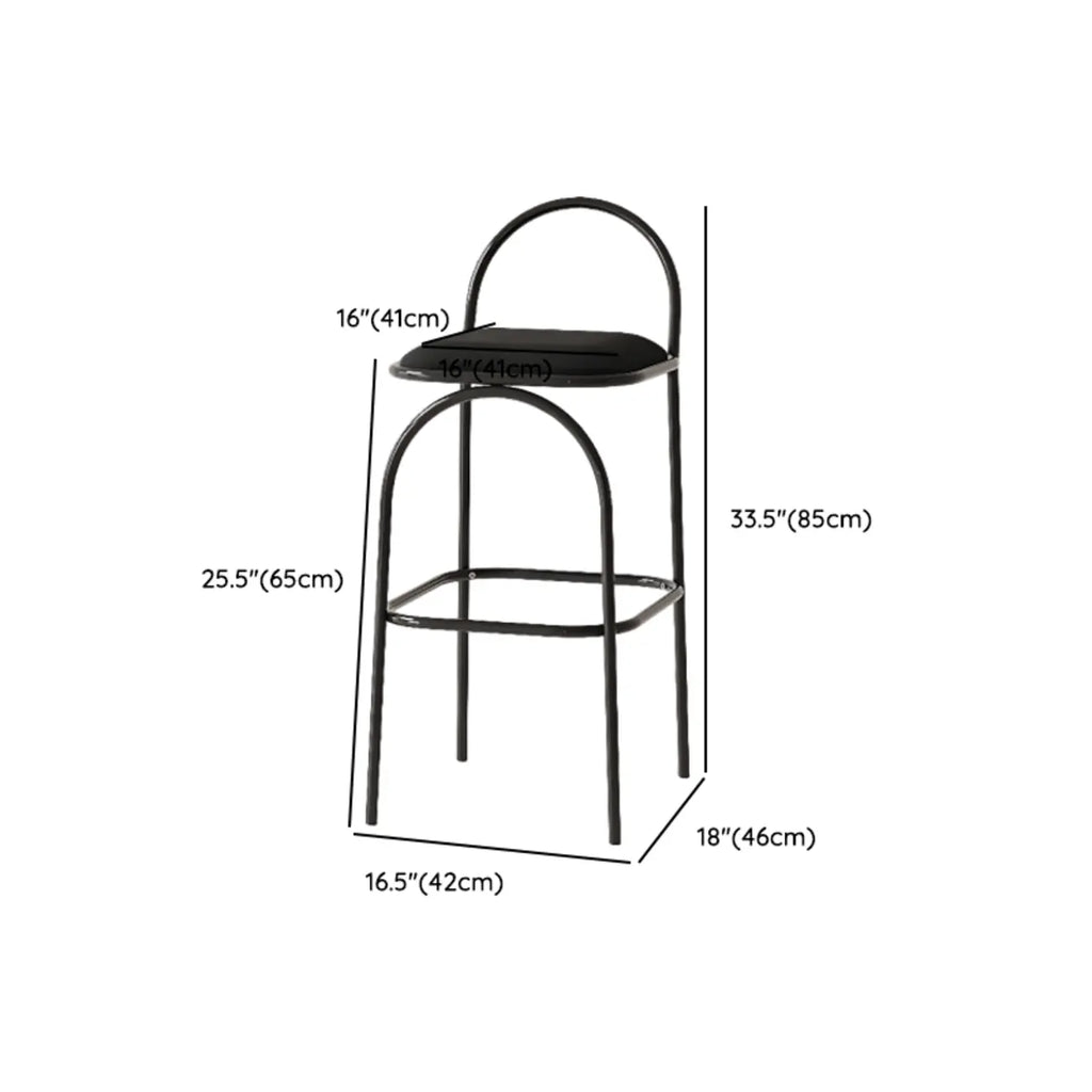 Tabourets de bar minimalistes en cuir avec structure en métal et dossier ajouré