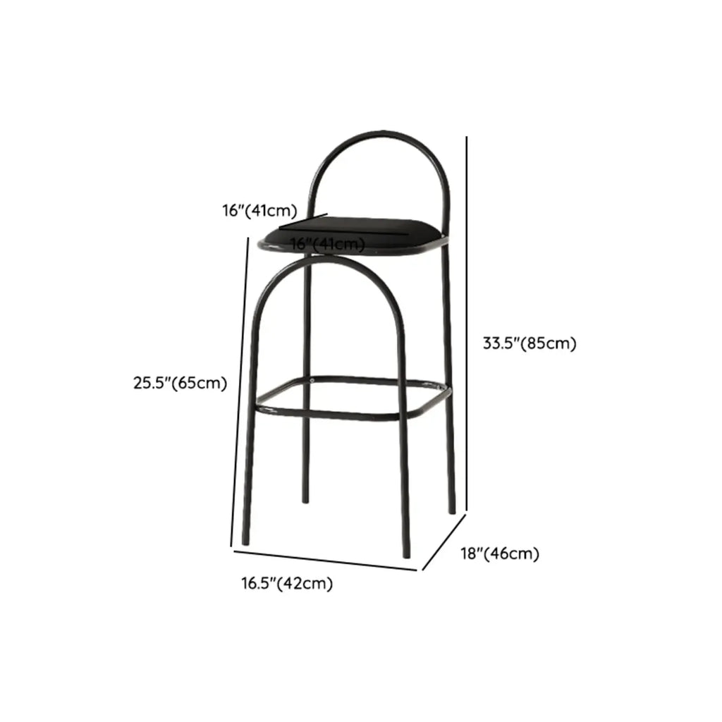Tabourets de bar minimalistes en cuir avec structure en métal et dossier ajouré