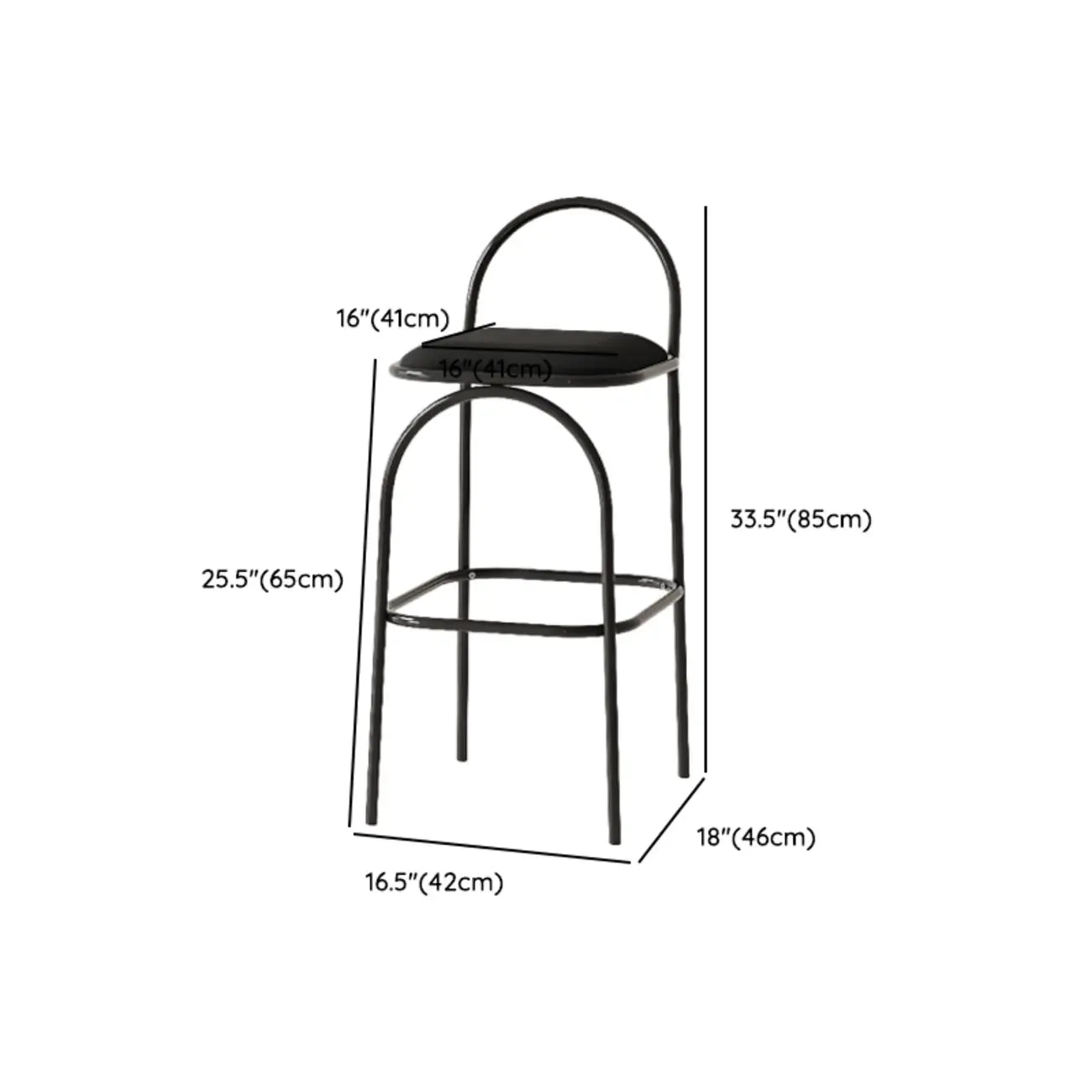 Tabourets de bar minimalistes en cuir avec structure en métal et dossier ajouré