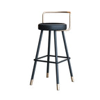 Tabouret de bar minimaliste en métal noir et cuir rembourré