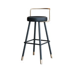 Tabouret de bar minimaliste en métal noir et cuir rembourré