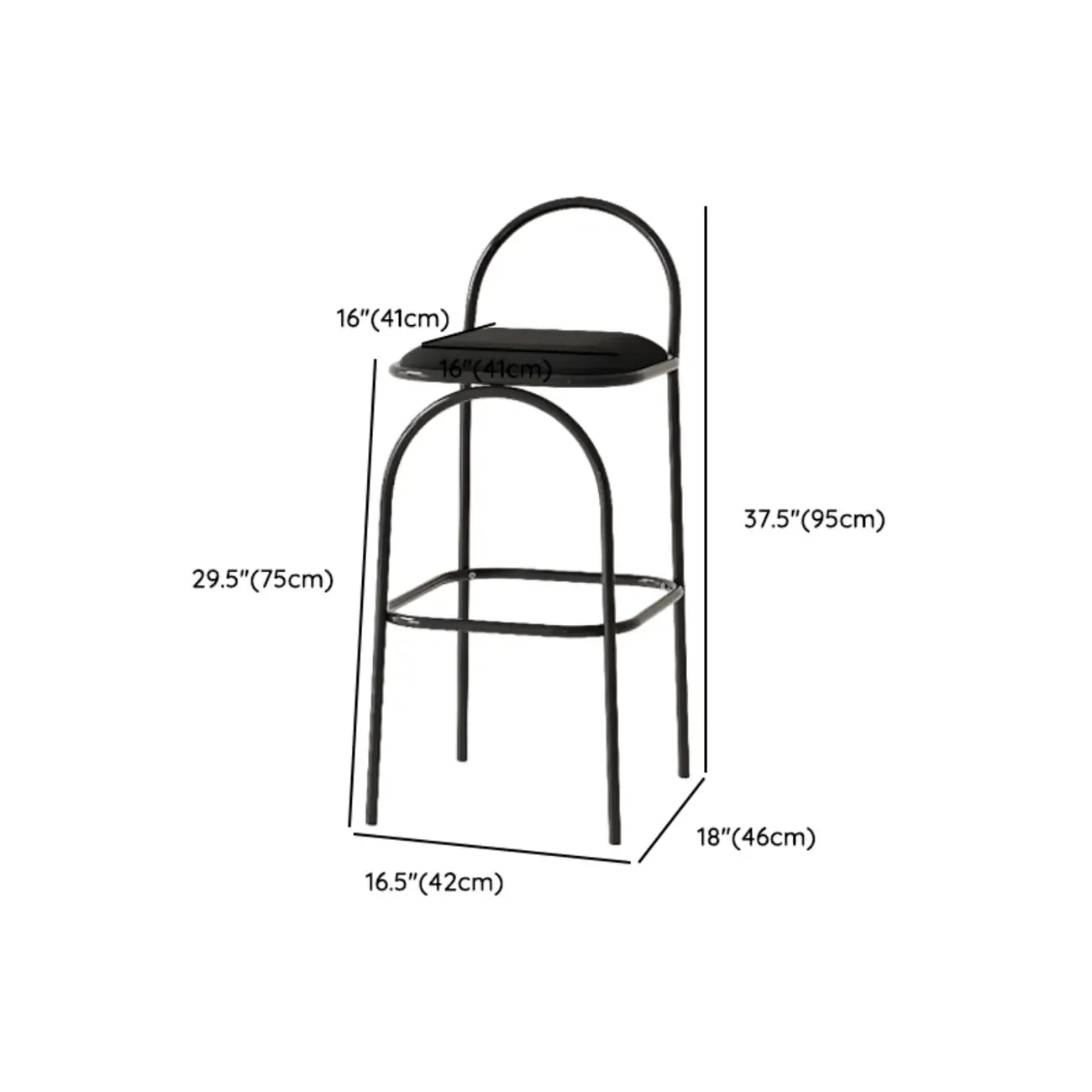 Tabourets de bar minimalistes en cuir avec structure en métal et dossier ajouré