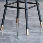 Tabouret de bar minimaliste en métal noir et cuir rembourré