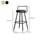 Tabouret de bar minimaliste en métal noir et cuir rembourré