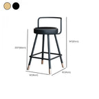 Tabouret de bar minimaliste en métal noir et cuir rembourré