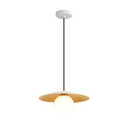 Suspension minimaliste en verre blanc avec disque métallique pour salon