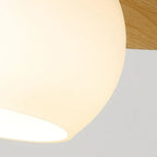Suspension minimaliste en verre blanc avec disque métallique pour salon
