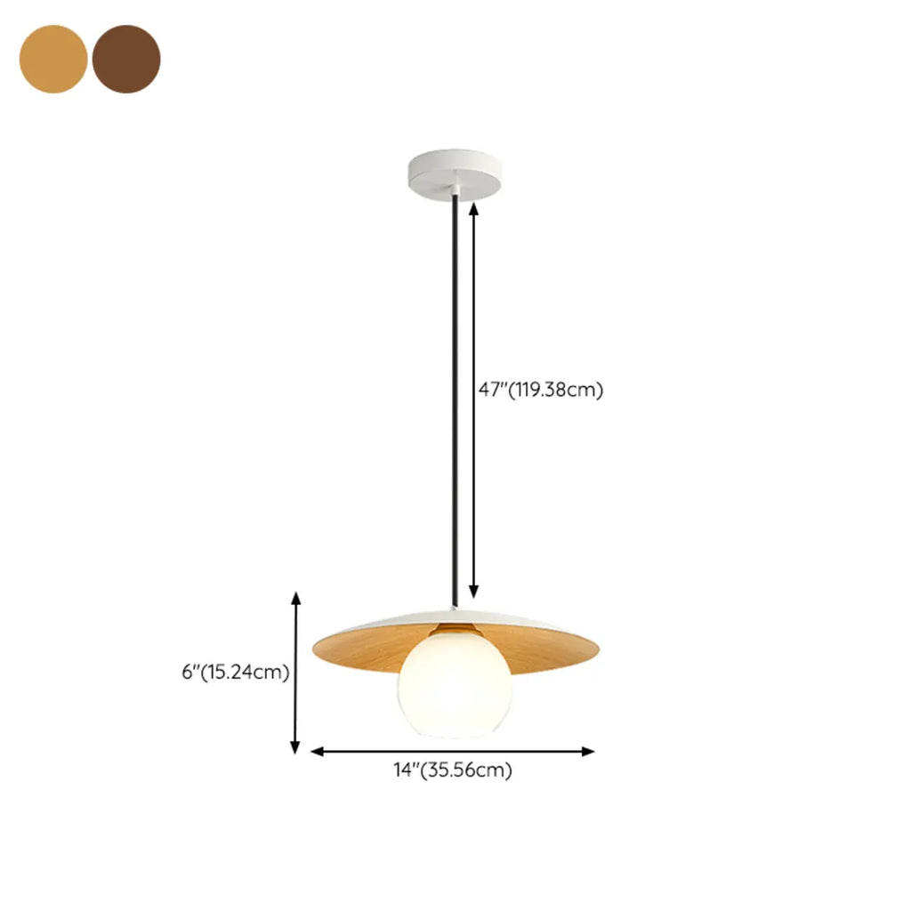Suspension minimaliste en verre blanc avec disque métallique pour salon