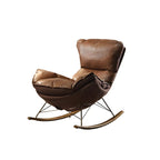 Fauteuil à bascule moderne marron rembourré avec repose-pieds pour intérieur
